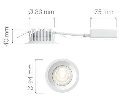 Alasvalo Plejd DWN-01, 8W, IP44, 2200-4000K,  Ø94*40mm, valkoinen