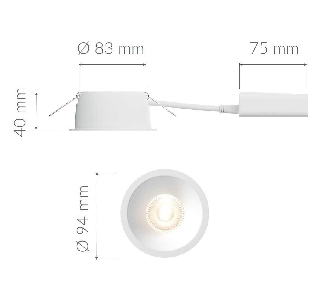 Alasvalo Plejd DWN-02, 8W, IP44, 2200-4000K,  Ø94*40mm, valkoinen