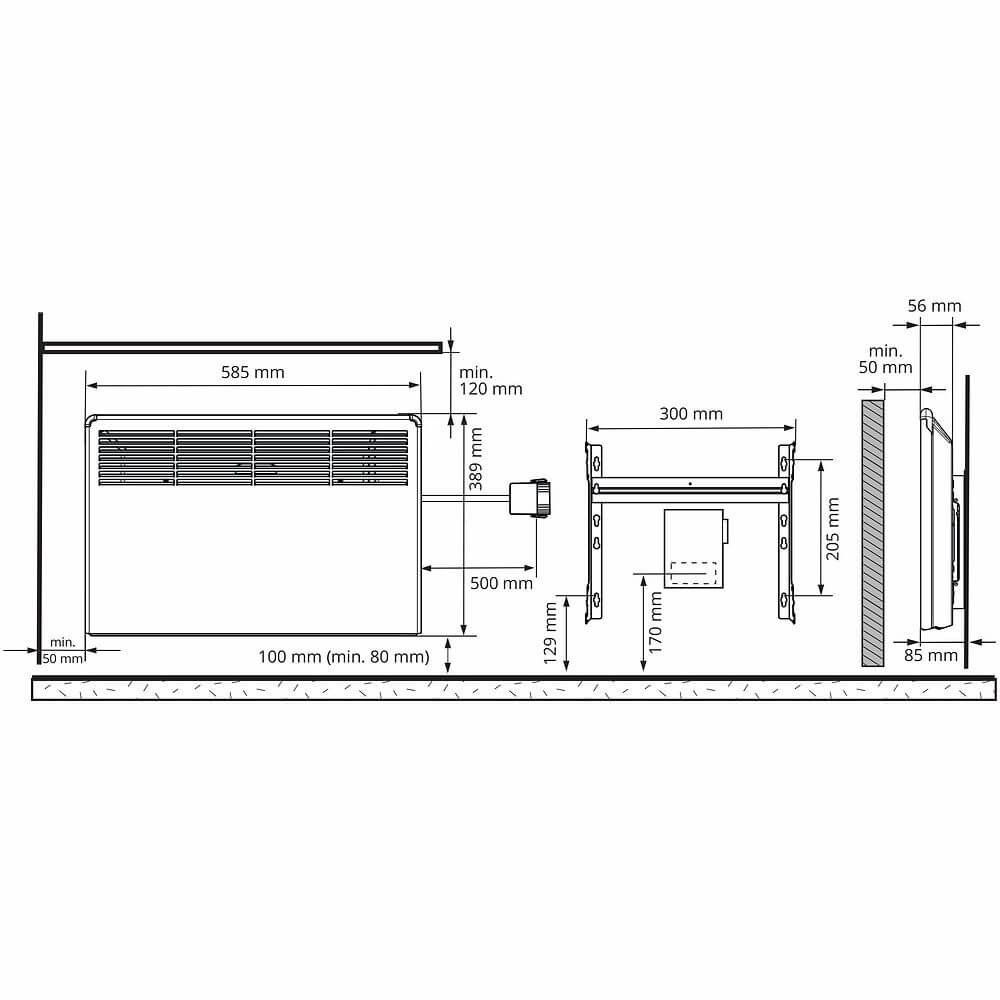 Lämmitin Ensto BETA BT 500W 39x59cm pistotulpalla