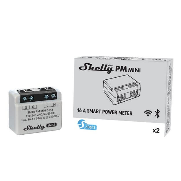 Shelly PM Mini Gen3 ohjelmoitava 1x16A energiamittari