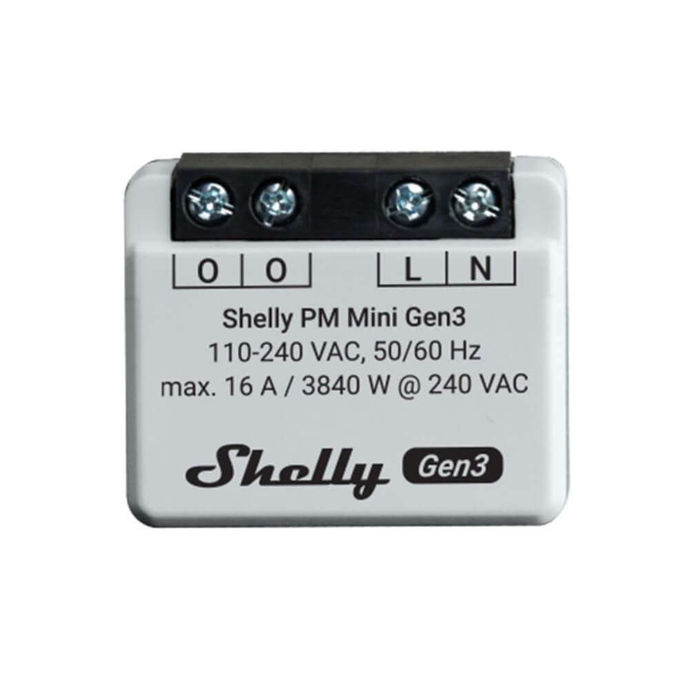 Shelly PM Mini Gen3 ohjelmoitava 1x16A energiamittari